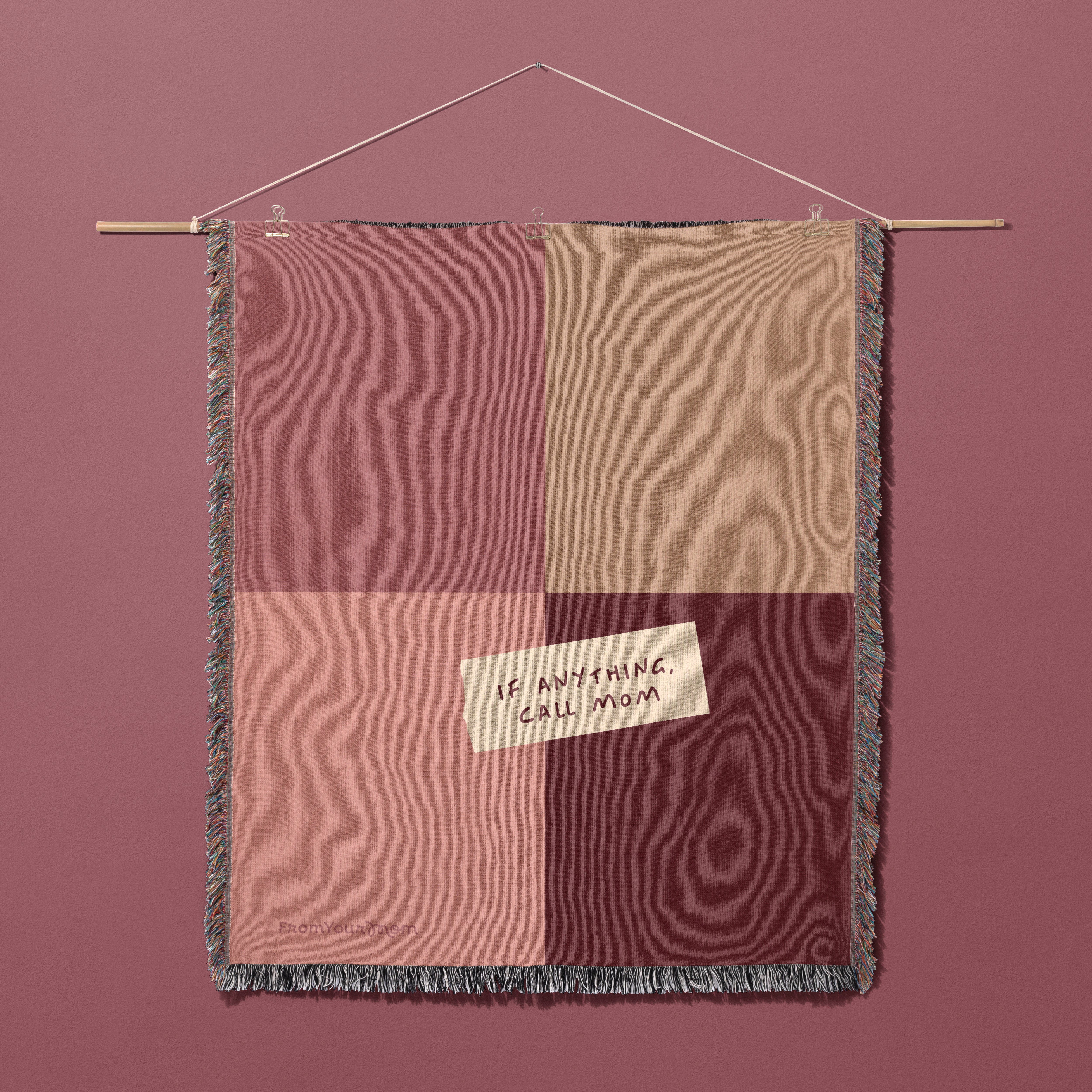 If Anything, Call Mom - Woven Blanket - PinkWoven Blankets